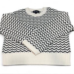 Cream and Black Chevron Sweater 
Size Small